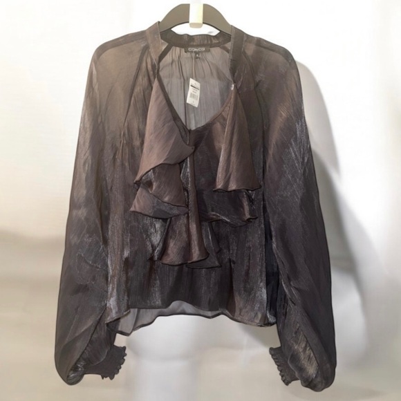 NWT CQ By CQ Black Sheer Blouse - Picture 3 of 9